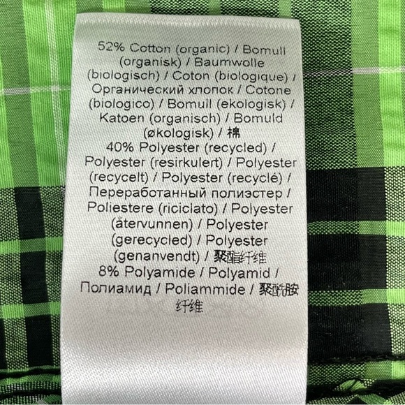 GANNI Seersucker Tiered Check Midi Dress Women in Peapod Green and Black Size 2 - Picture 13 of 16